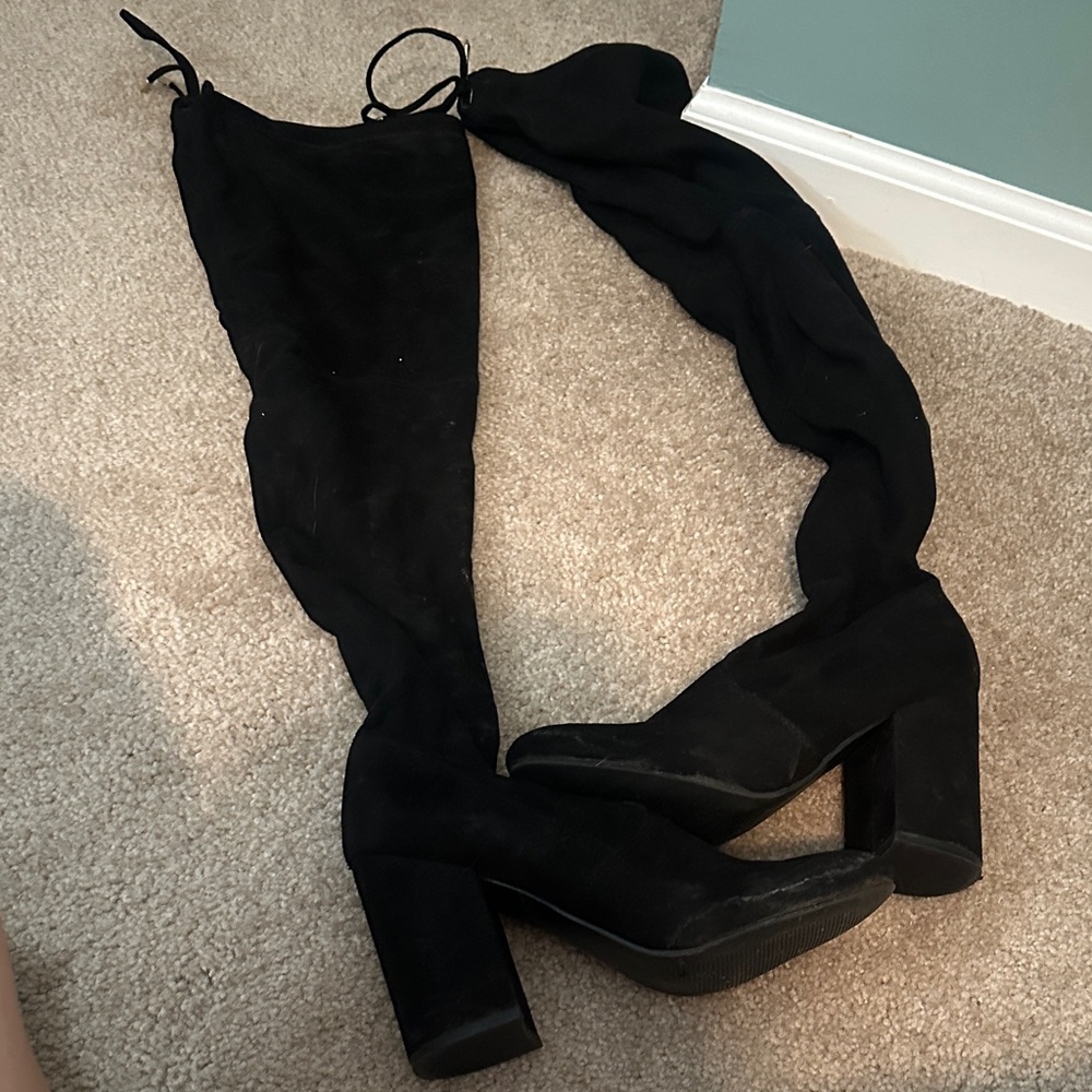 Steve Madden Black Over-the-Knee Block Heel Boots
